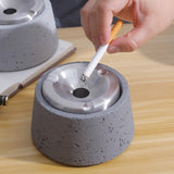 Modern Heavy Duty Smokeless Ashtray Concrete Cement Lidded Covered Ash Tray