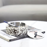 Modern Stainless Steel Ashtray with Rotating Lid Sturdy Cool Ash Tray