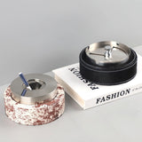 Modern Stainless Steel Ashtray with Rotating Lid Sturdy Cool Ash Tray