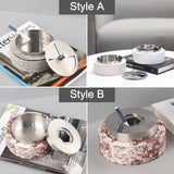 Modern Stainless Steel Ashtray with Rotating Lid Sturdy Cool Ash Tray