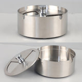 Modern Stainless Steel Ashtray with Rotating Lid Sturdy Cool Ash Tray