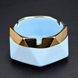 Nordic Hexagon Ceramic Ashtray with Gold Rim Minimalist Clay Porcelain Ash Tray