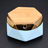 Nordic Hexagon Ceramic Ashtray with Gold Rim Minimalist Clay Porcelain Ash Tray