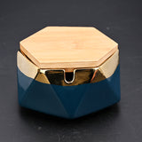 Nordic Hexagon Ceramic Ashtray with Gold Rim Minimalist Clay Porcelain Ash Tray