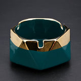 Nordic Hexagon Ceramic Ashtray with Gold Rim Minimalist Clay Porcelain Ash Tray
