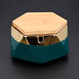 Nordic Hexagon Ceramic Ashtray with Gold Rim Minimalist Clay Porcelain Ash Tray