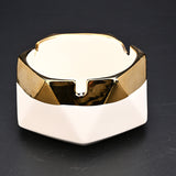 Nordic Hexagon Ceramic Ashtray with Gold Rim Minimalist Clay Porcelain Ash Tray