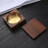 Outdoor Covered Ashtray Wooden Square Lidded Smokeless Windproof Ash Tray