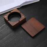 Outdoor Covered Ashtray Wooden Square Lidded Smokeless Windproof Ash Tray