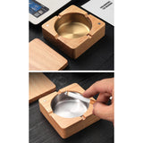 Outdoor Covered Ashtray Wooden Square Lidded Smokeless Windproof Ash Tray