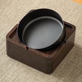 Outdoor Covered Ashtray Wooden Smokeless Cool Ash Tray Windproof Lidded