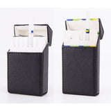 Standard and long cigarette case size comparison open with cigarettes