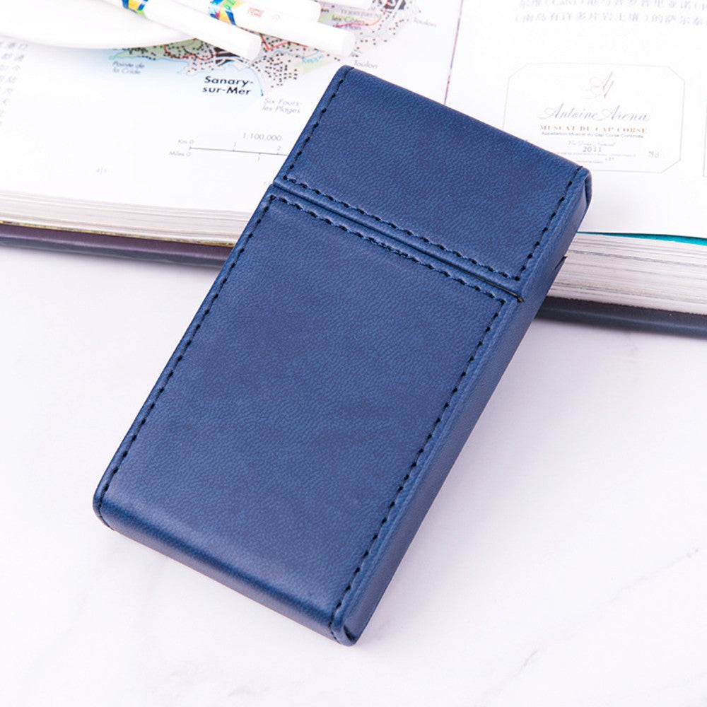 slim leather cigarette case PU Leather Cigarette Case Slim Hard Holder Magnetic Closure Standard Long Size Deep Blue / Standard slim leather cigarette case PU Leather Cigarette Case Slim Hard Holder Magnetic Closure Standard Long Size Deep Blue / Standard