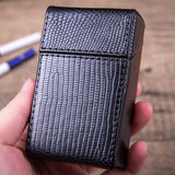 Black embossed cigarette case PU leather textured slim holder in hand