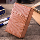 Cognac brown embossed cigarette case PU leather textured elegant design