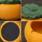 Cement Persimmon Ashtray with Lid Handmade Concrete Cigarette Ash Tray Decorative Table Accent