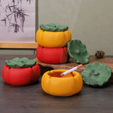 Cement Persimmon Ashtray with Lid Handmade Concrete Cigarette Ash Tray Decorative Table Accent