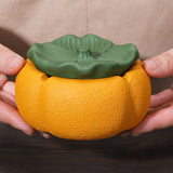 Cement Persimmon Ashtray with Lid Handmade Concrete Cigarette Ash Tray Decorative Table Accent