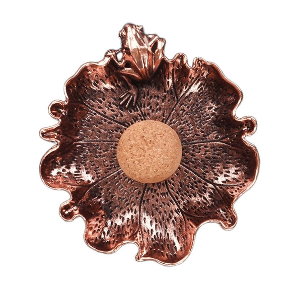 Frog and Lotus Leaf Pipe Ashtray with Cork Knocker Cool Cute Metal Ash Tray 