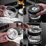 Portable Glass Ashtray with Rotating Lid Modern Minimalist Style Cool Cute Ash Tray Covered Lidded Smokeless