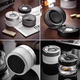 Portable Glass Ashtray with Rotating Lid Modern Minimalist Style Cool Cute Ash Tray Covered Lidded Smokeless