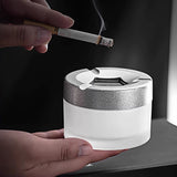 Portable Glass Ashtray with Rotating Lid Modern Minimalist Style Cool Cute Ash Tray Covered Lidded Smokeless