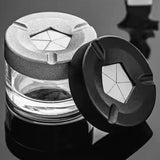 Portable Glass Ashtray with Rotating Lid Modern Minimalist Style Cool Cute Ash Tray Covered Lidded Smokeless
