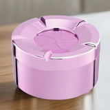 Rotating Smokeless Ashtray with Lid Modern Windproof Design ABS Purple