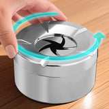 Rotating Smokeless Ashtray with Lid Modern Windproof Design ABS