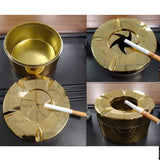 Rotating Smokeless Ashtray with Lid Modern Windproof Design ABS Gold