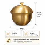 Solid brass covered ashtray size guide with material and weight details