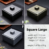 Square Ashtray with Lid Cement Cool Retro Vintage Covered Lidded Smokeless Ash Tray Green Grey Black