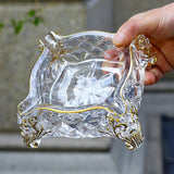 Square Glass Ashtray Transparent Gilded luxury classy minimalist outdoor ash tray