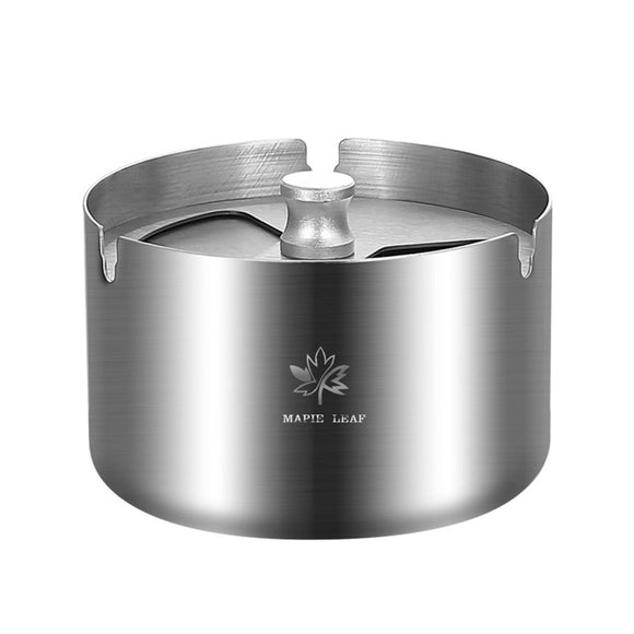 Stainless Steel Ashtray with Rotatable Lid Cool Sturdy Metal Ash Tray