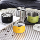 Stainless Steel Ashtray with Rotatable Lid Cool Sturdy Metal Ash Tray