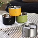 Stainless Steel Ashtray with Rotatable Lid Cool Sturdy Metal Ash Tray