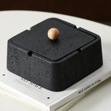 Textured Sandstone Ashtray with Lid cool cute ash tray covered lidded