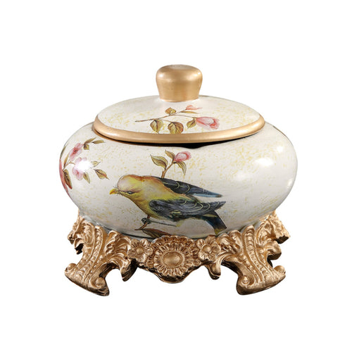 Vintage Ashtray with Lid and Base Ceramic Bird Lidded Covered Smokeless Windproof