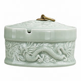 Vintage Ashtray with Lid for Outdoor Porch Ceramic Celadon lighter green