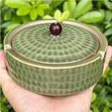 Vintage Ashtray with Lid for Outdoor Porch Ceramic Hammered Surface