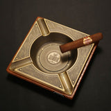 Vintage Cigar Ashtray Wooden Square Cool Ash Tray Wood Carved