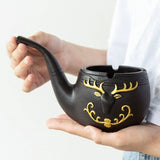 Vintage Deer Head Pipe-Shaped Resin Ashtray Long Spout Design Cool Retro Ash Tray