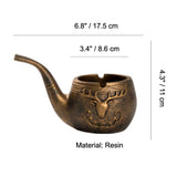 Vintage Deer Head Pipe-Shaped Resin Ashtray Long Spout Design Cool Retro Ash Tray
