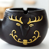 Vintage Deer Head Pipe-Shaped Resin Ashtray Long Spout Design Cool Retro Ash Tray