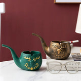 Vintage Deer Head Pipe-Shaped Resin Ashtray Long Spout Design Cool Retro Ash Tray