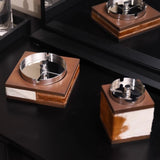 Rustic Luxury Tabletop Ashtray with Rotating Lid Cool Elegant Metal Ash Tray