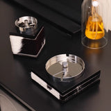Rustic Luxury Tabletop Ashtray with Rotating Lid Cool Elegant Metal Ash Tray
