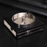 Rustic Luxury Tabletop Ashtray with Rotating Lid Cool Elegant Metal Ash Tray