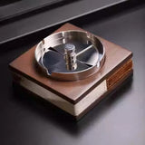 Rustic Luxury Tabletop Ashtray with Rotating Lid Cool Elegant Metal Ash Tray