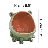 Ceramic frog-shaped ashtray with dimensions indicated 